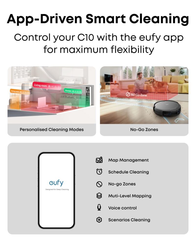 eufy Omni C20 Robot Vacuum and Mop Combo | 7000Pa Suction, Self-Emptying, Auto Mop Wash & Dry, Ultra-Slim, All-in-One Cleaning Station - Image 14