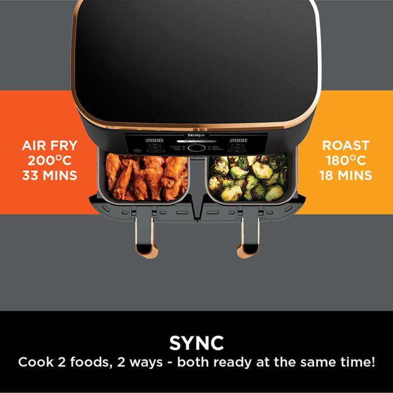 Ninja AF300UK Dual Zone Air Fryer - 7.6L, 2 Drawers, 6-in-1 Cooking, Energy Efficient, Oil-Free, Non-Stick, Dishwasher Safe, Black/Silver - Image 19