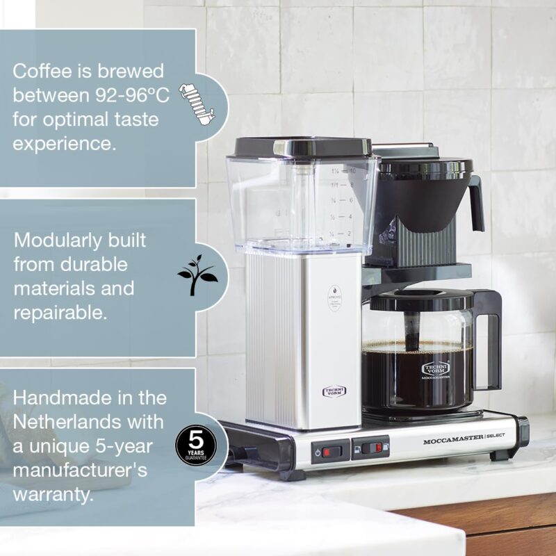 Moccamaster KBG Select Drip Coffee Maker – 1.25 L, Quantity Selector, UK Plug, Off-White - Image 24