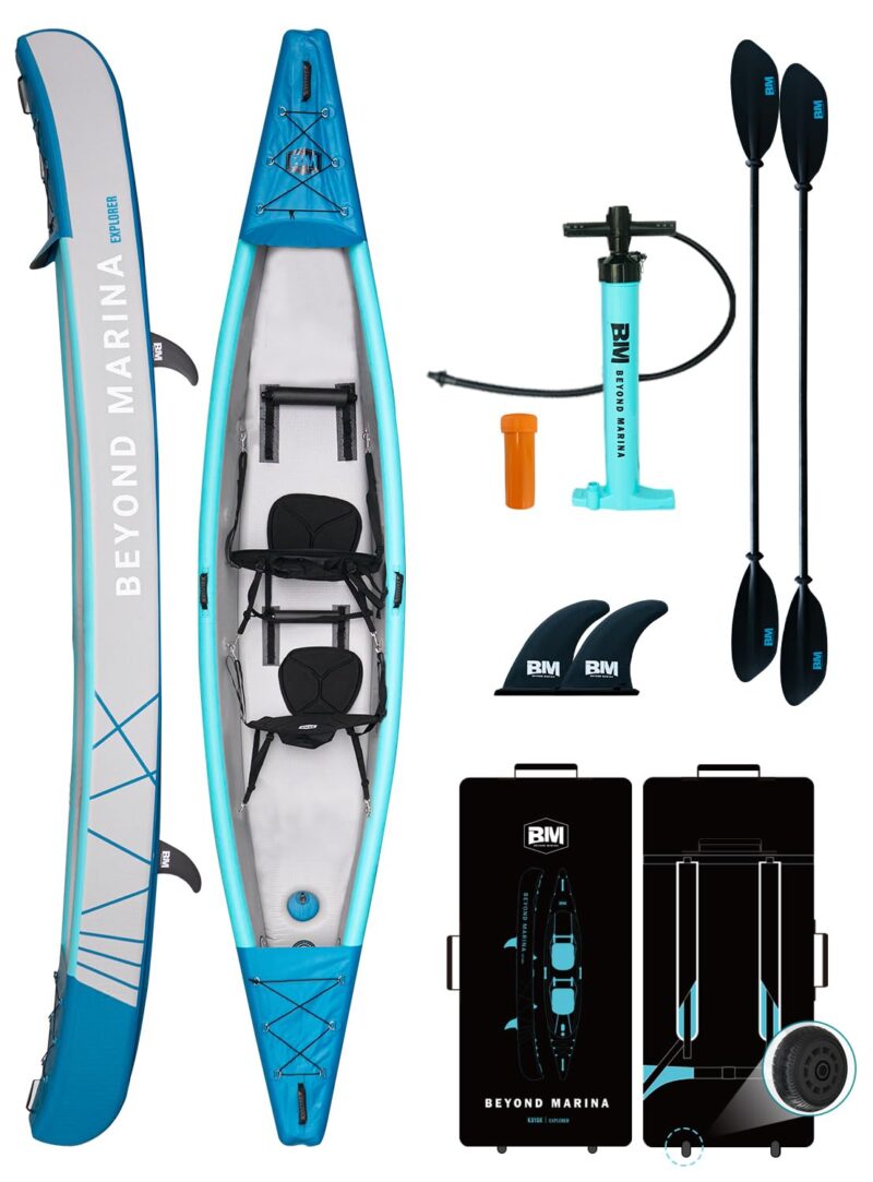 BEYOND MARINA Explorer Tandem Inflatable Kayak – Full Drop Stitch 2-Person Kayak with Paddles, Seats & Pump - Image 2