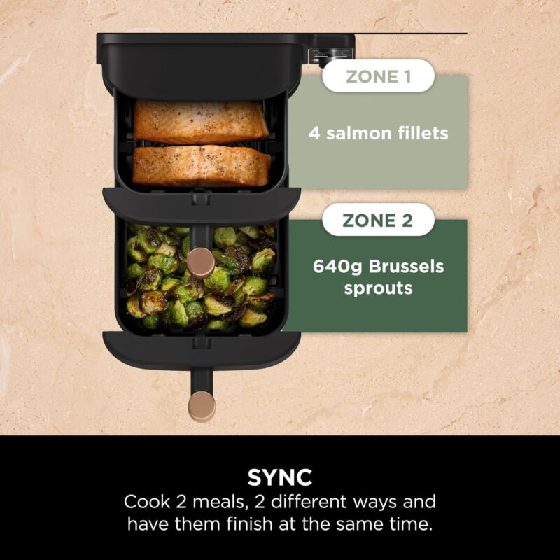 Ninja SL300UK Double Stack Air Fryer - Vertical Dual Zone, 7.6L, 2 Drawers & Racks, 6 Cooking Functions, Space Saving Design, Black - Image 9