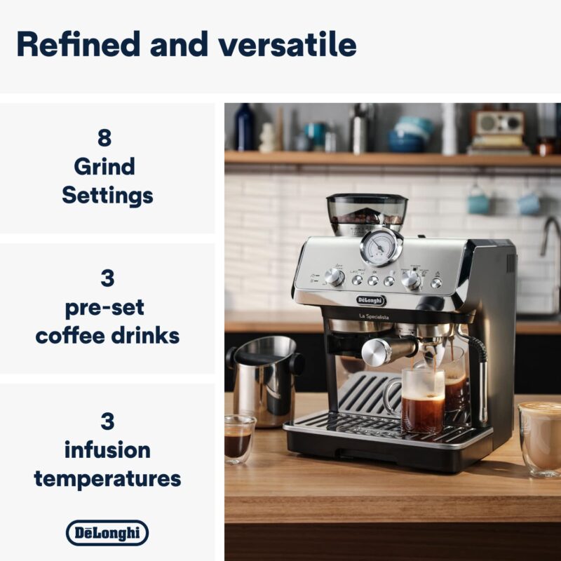 De’Longhi La Specialista Metal EC9155.MB – Barista-Style Pump Espresso & Cappuccino Machine with Sensor Grinder, 1450 W, Metal Black - Image 7