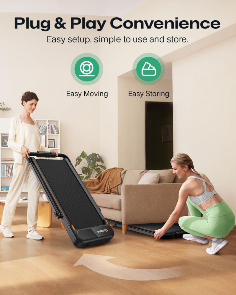 UREVO Smart 2-in-1 Folding Treadmill – 1–10 km/h, 120 kg Capacity, Safety Handle & Dual LED Displays, Remote & App Control, Compact 130×57×12 cm - Image 9