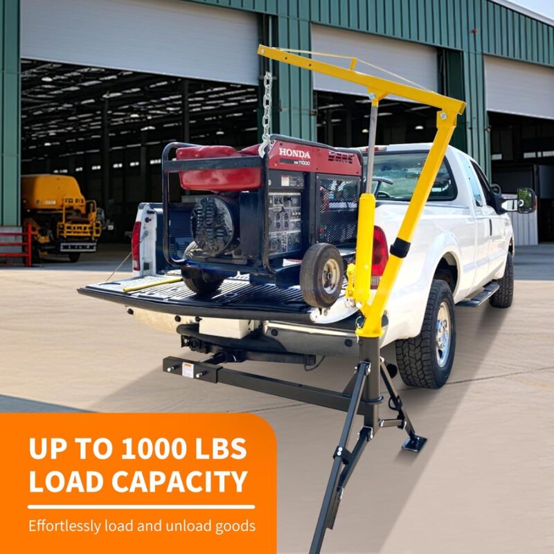 MAXXHAUL 70238 Hitch-Mounted Hydraulic Truck Crane – 1000 lb (454 kg) Capacity, Swivel Lift Arm, Adjustable Boom (500/750/1000 lb) - Image 6