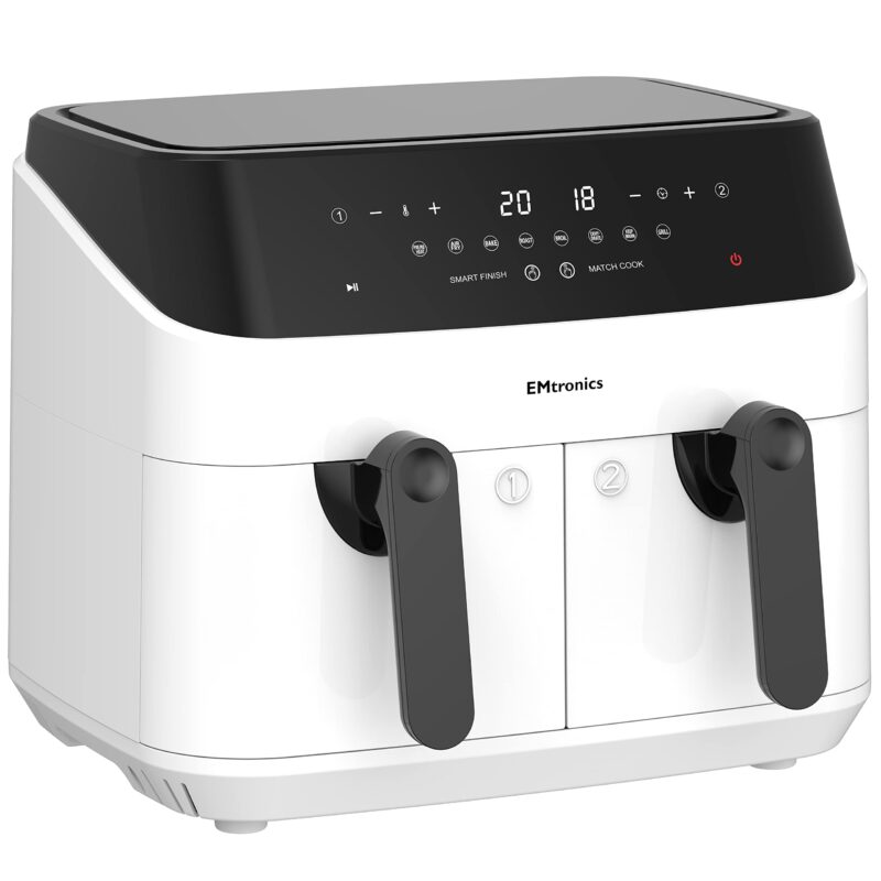 EMtronics EMAFDD9LSL Dual Air Fryer 9L - Double XL Basket, 8 Cooking Presets, 99-Min Timer, Stainless Steel, Oil-Free Healthy Cooking - Image 19