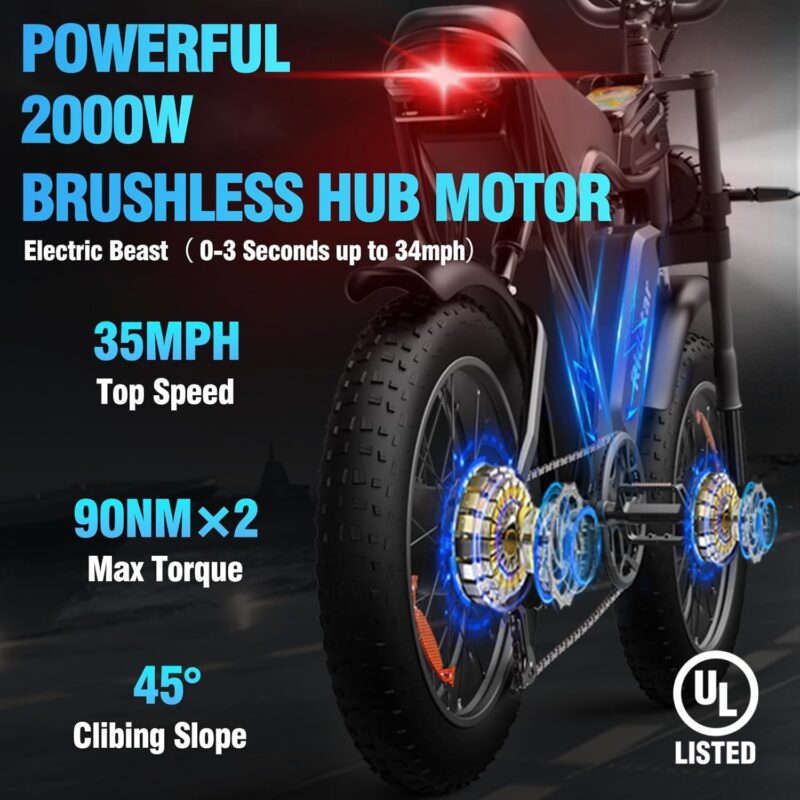 Ridstar Q20 20″ Fat-Tyre Electric Dirt Bike – Peak 1500 W motor, 48 V 15.6 Ah battery (30-75 mi range), 30 mph top-speed - Image 3
