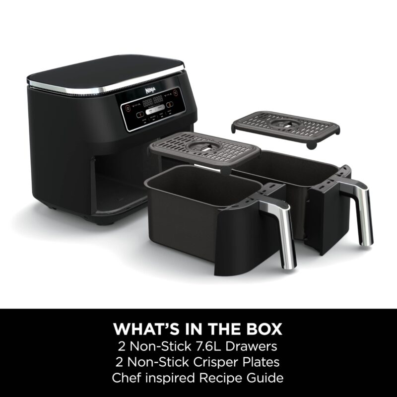 Ninja AF300UK Dual Zone Air Fryer - 7.6L, 2 Drawers, 6-in-1 Cooking, Energy Efficient, Oil-Free, Non-Stick, Dishwasher Safe, Black/Silver - Image 8