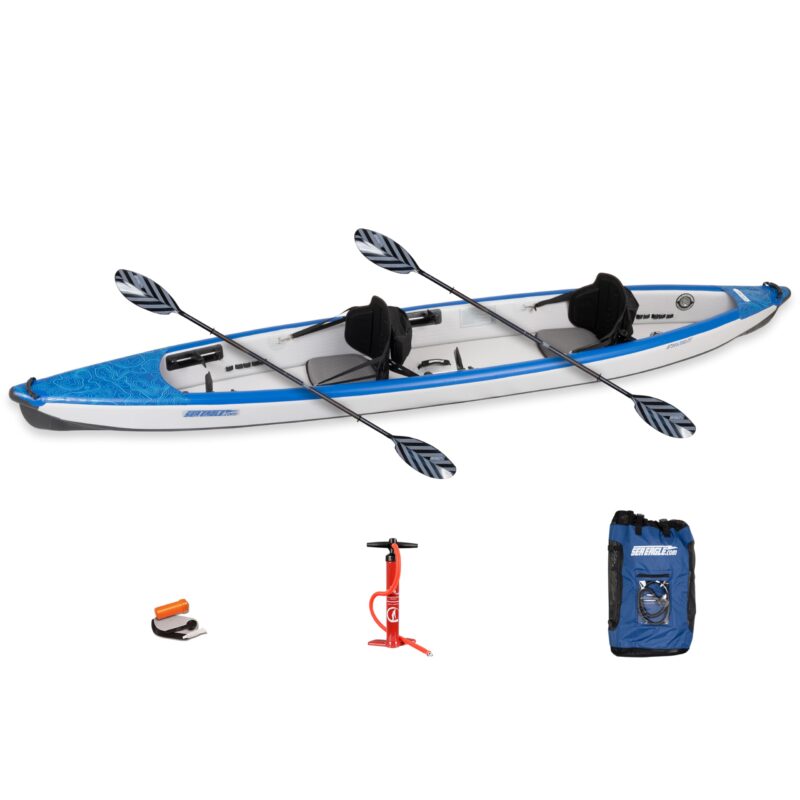 Sea Eagle RazorLite 393RL Inflatable Kayak – Ultra-Light Drop-Stitch Touring Kayak (Solo/Tandem) with FlexBrace2 Footrests, Tall Back Seat, Paddle, Pump & Backpack - Image 3