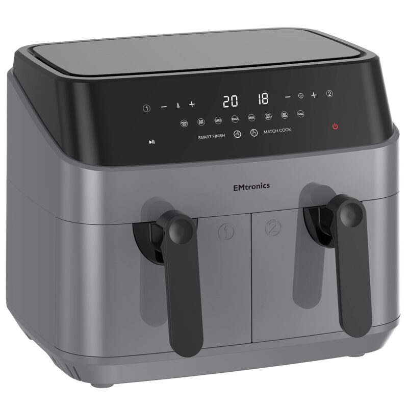 EMtronics EMAFDD9LSL Dual Air Fryer 9L - Double XL Basket, 8 Cooking Presets, 99-Min Timer, Stainless Steel, Oil-Free Healthy Cooking - Image 31