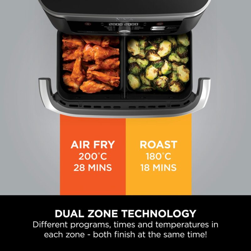 Ninja AF300UK Dual Zone Air Fryer - 7.6L, 2 Drawers, 6-in-1 Cooking, Energy Efficient, Oil-Free, Non-Stick, Dishwasher Safe, Black/Silver - Image 57