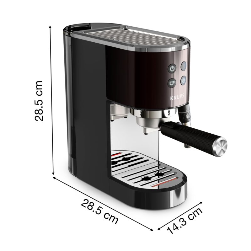 Krups Virtuoso+ XP444GG0 Pump Espresso Machine – Compact Design with Auto Flow-Stop & Dual-Mode Steam Wand, Black Stainless Steel - Image 8