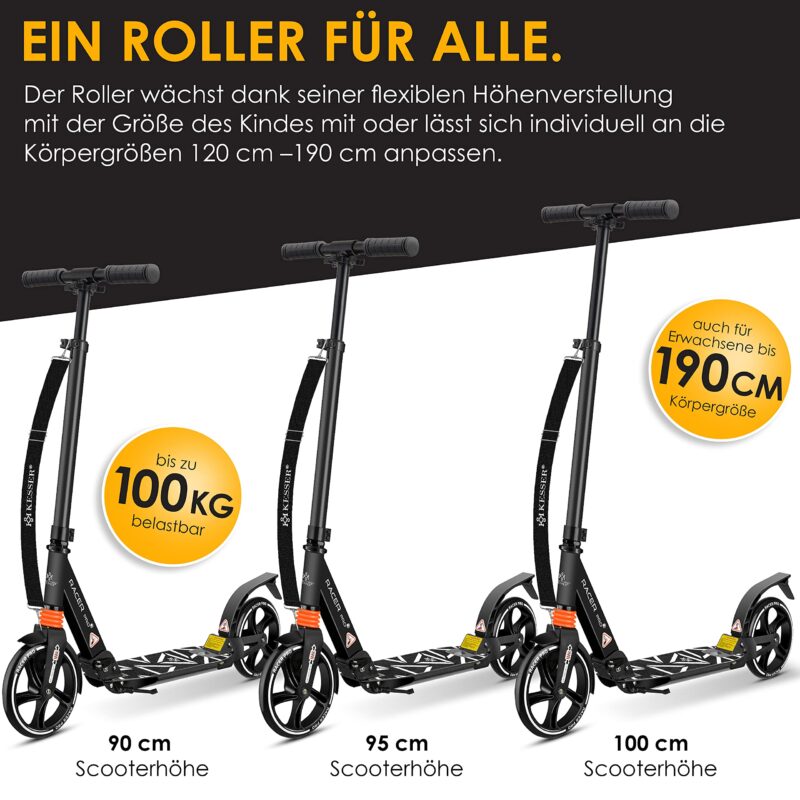 KESSER Pro-S Foldable Kick Scooter – 205 mm Wheels, Lightweight Aluminum, Adjustable Handlebar, 100 kg Max - Image 12