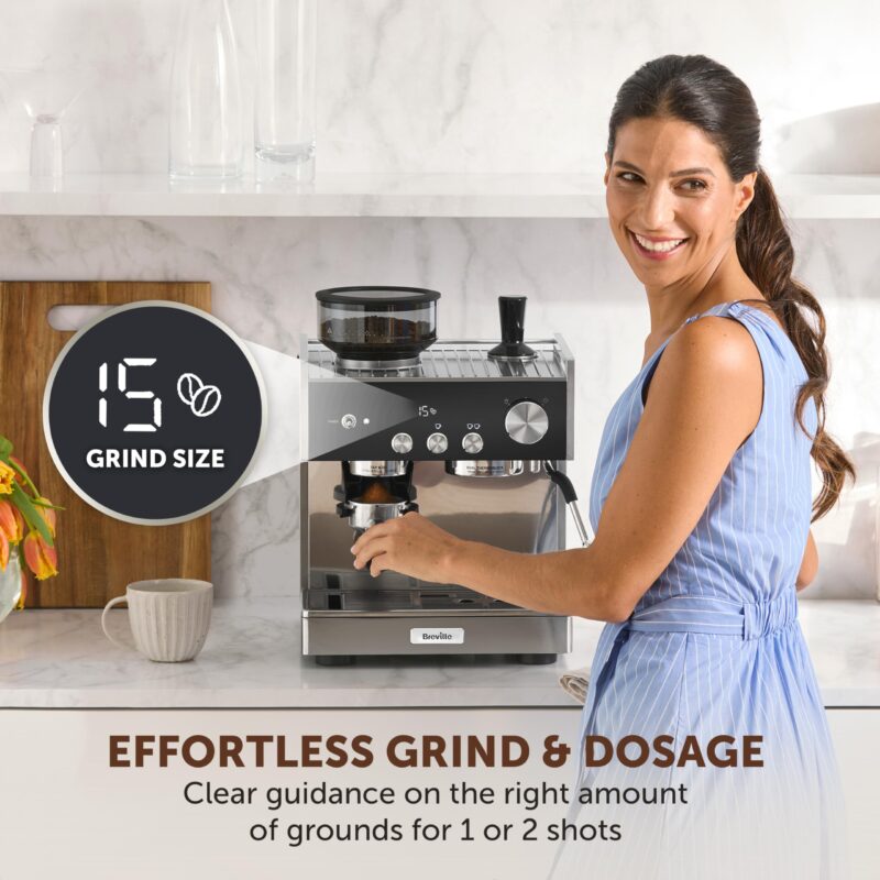 Breville Barista Max Espresso Machine – Integrated Bean Grinder, Milk Frother, 15 Bar Pump, 2.8L Tank, Stainless Steel Espresso, Latte & Cappuccino Maker - Image 18
