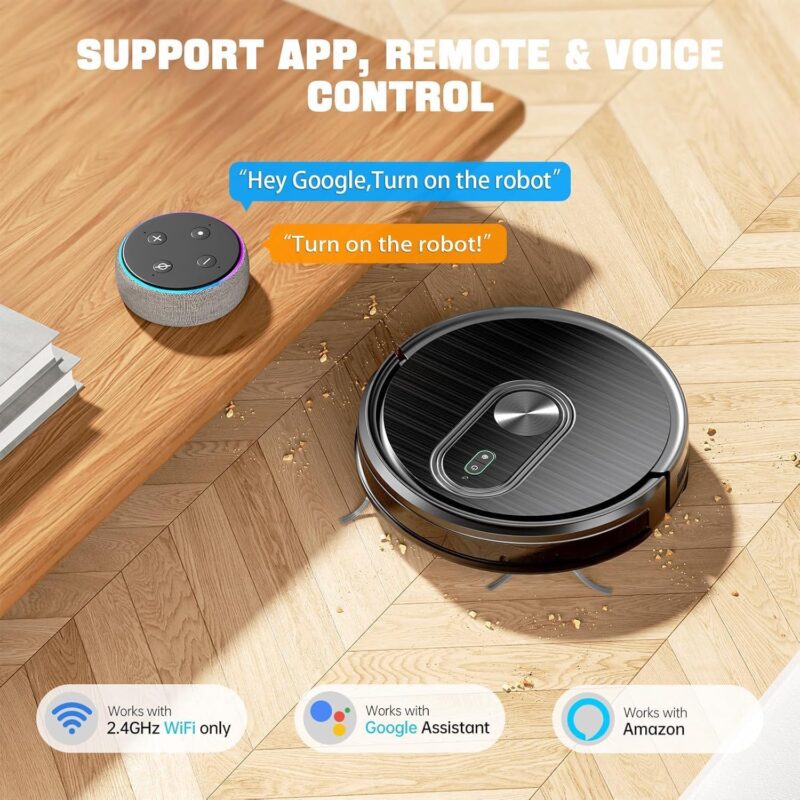 XIEBro T8S Robot Vacuum and Mop Combo – 2-in-1 Smart Cleaner with 3200Pa Suction, APP/Voice Control, Auto-Charge, Ultra-Slim, Pet Hair Friendly, for Hard Floors & Carpet - Image 9