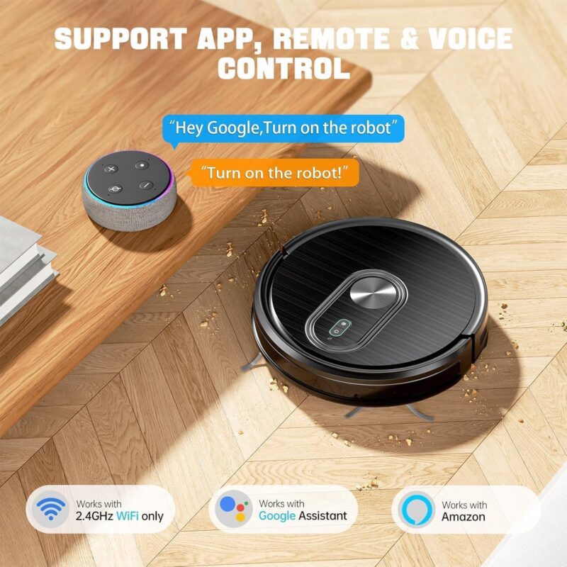 XIEBro T8S Robot Vacuum and Mop Combo – 2-in-1 Smart Cleaner with 3200Pa Suction, APP/Voice Control, Auto-Charge, Ultra-Slim, Pet Hair Friendly, for Hard Floors & Carpet - Image 3