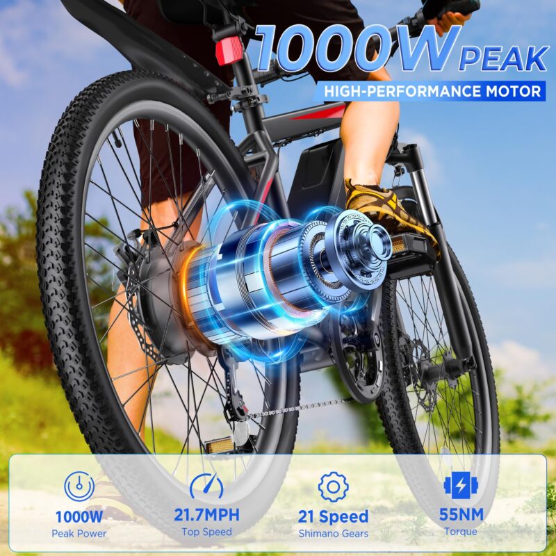 Funhang EB-M1 26″ Electric Mountain Bike – 500 W (1 000 W peak) motor, 48 V 374 Wh removable battery, 35 km h⁻¹ top-speed, up to 80 km range - Image 5