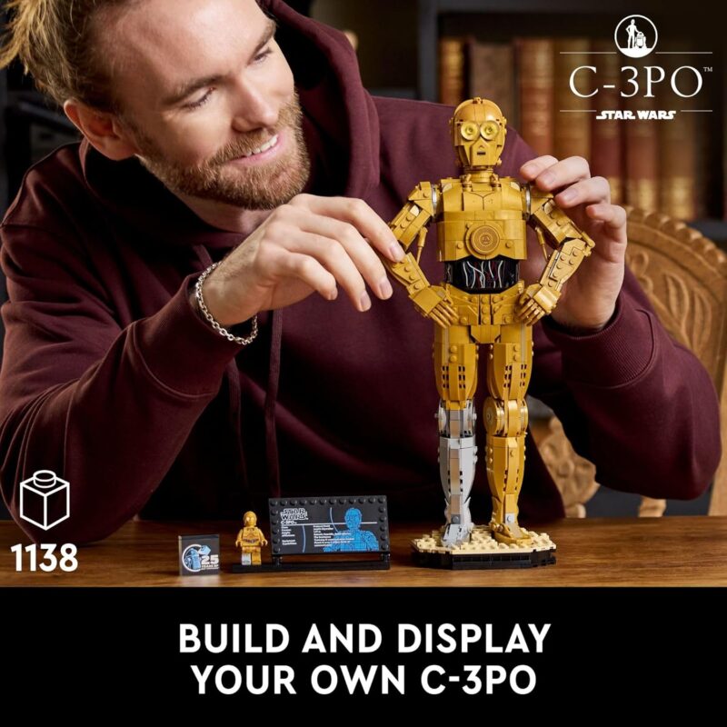 LEGO Star Wars C-3PO Droid Figure 75398 – Collectible Build-and-Display Model for Adults with Minifigure & Info Plaque – 25th Anniversary Star Wars Gift & Home Decor – 1,138 Pieces - Image 2