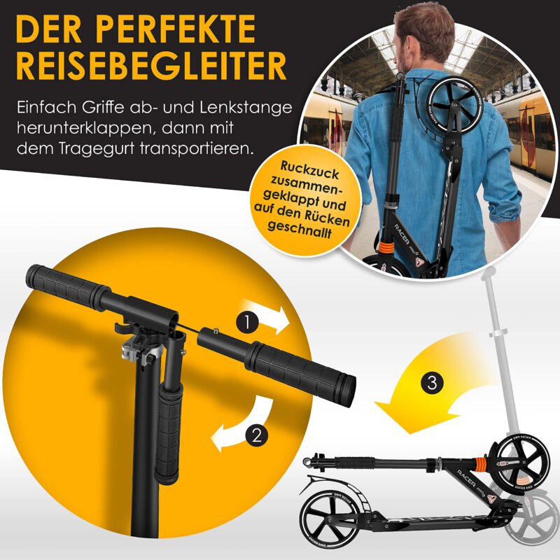 KESSER Pro-S Foldable Kick Scooter – 205 mm Wheels, Lightweight Aluminum, Adjustable Handlebar, 100 kg Max - Image 13