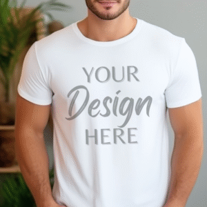 White Bella Canvas 3001 Mockup, T-Shirt doormarts,