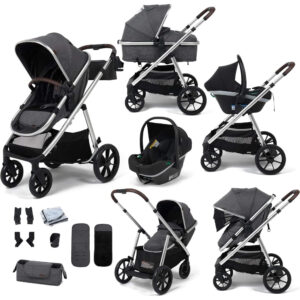 Babylo Zap Travel System Ride-on Board with i-Size Infant Carrier, Silver/Grey