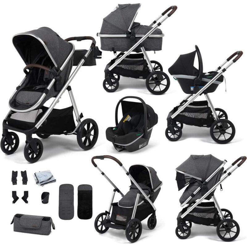 Babylo Zap Travel System Ride-on Board with i-Size Infant Carrier, Silver/Grey